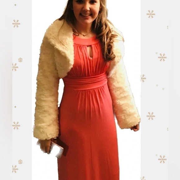 Sweet storm junior women’s  Medium dress gown Coral formal sparkle maxi stretch - Picture 1 of 9
